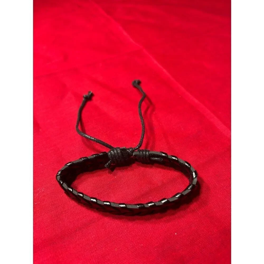 New! Decorative Leather Bracelet Men Wrap Handmade Wristband Adjustable